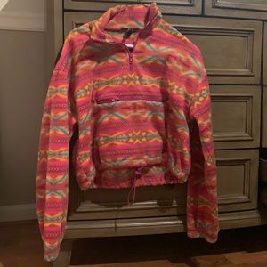 Aztec Print Cropped 1/4 Zip Fleece